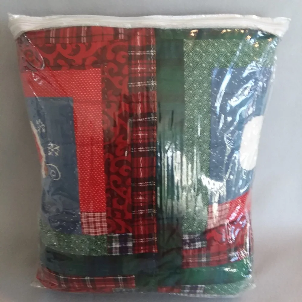 Vintage Day By Day Holiday Wishes Christmas Print Quilt‎ Twin Size 68x86 NOS